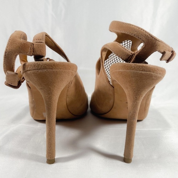 Alexander Wang High Heel Womens Strappy Piper Suede Fishnet Shoes Size 10 Tan - Picture 8 of 11